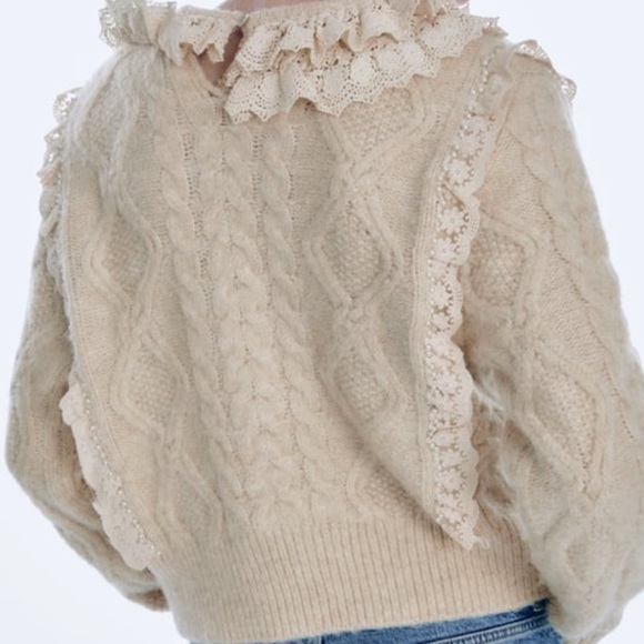 Zara ruffle knit pearl sweater. - Picture 2 of 2